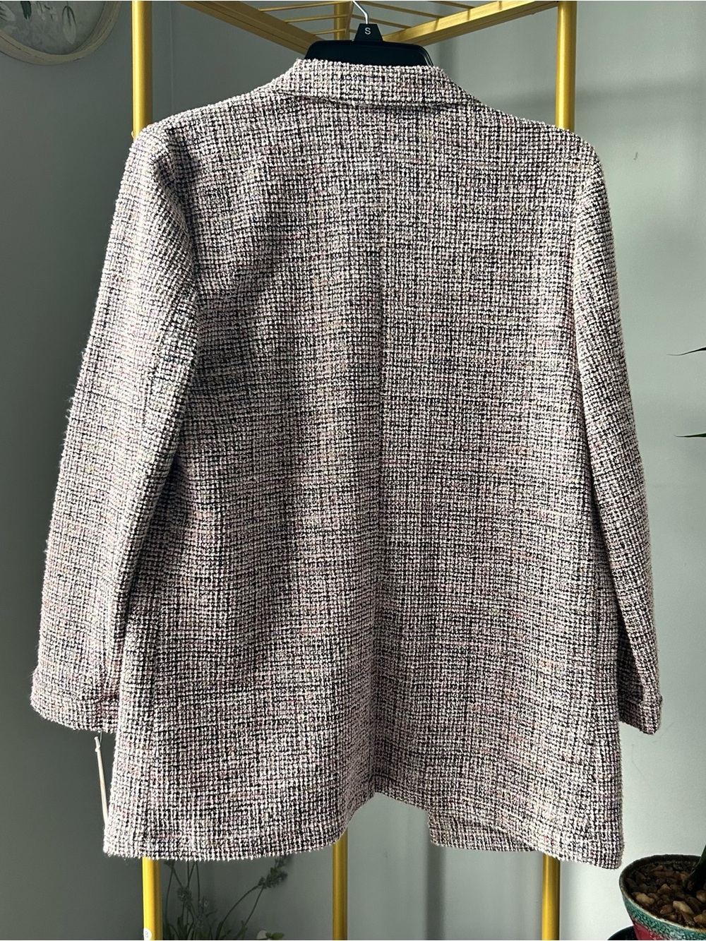 Nanette Leopore Josie Boucle Open-Front Blazer Jacket Pink silver white size S - Picture 4 of 9
